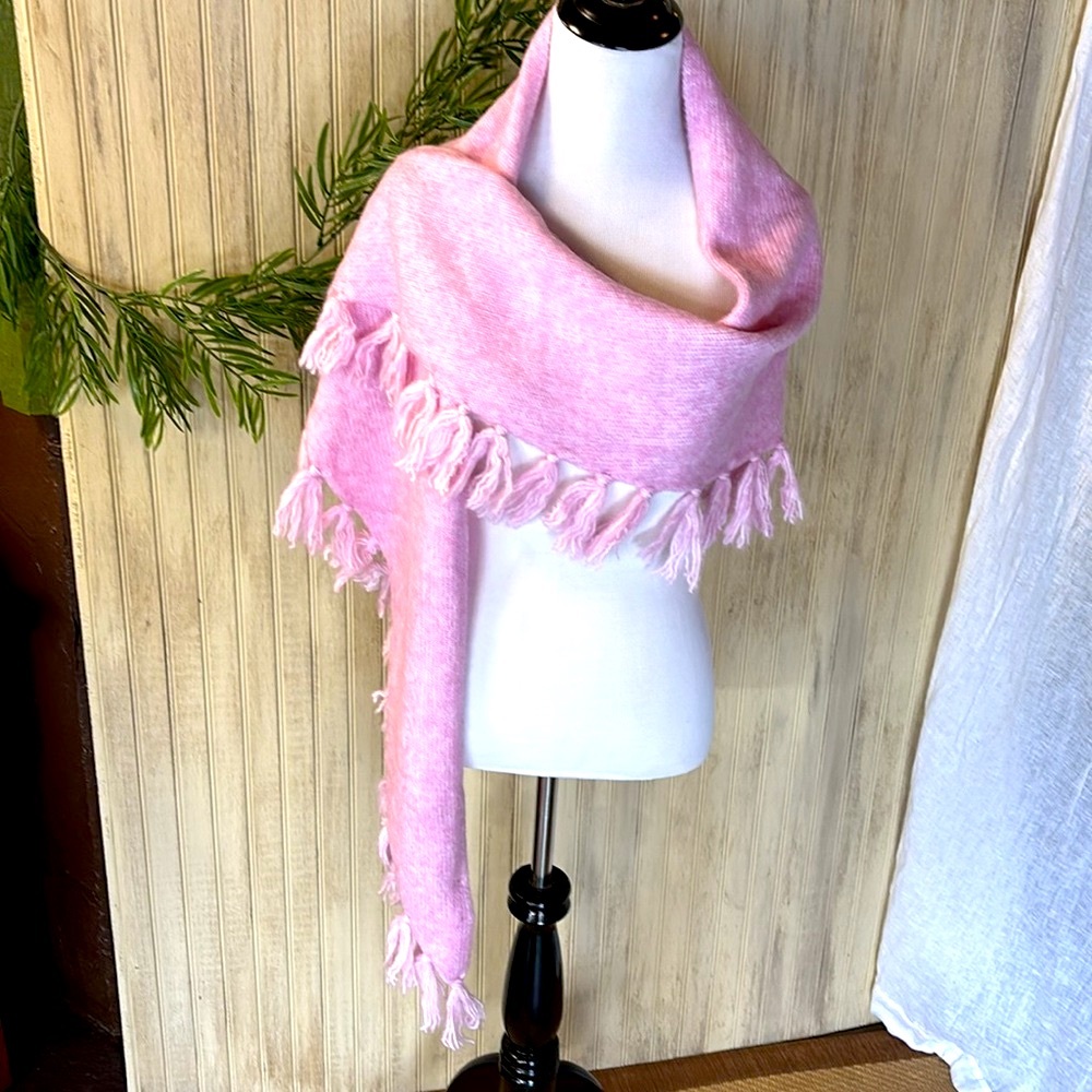 Anthropologie Fringe Scarf Wrap, NWT Perfect Pink, One Size